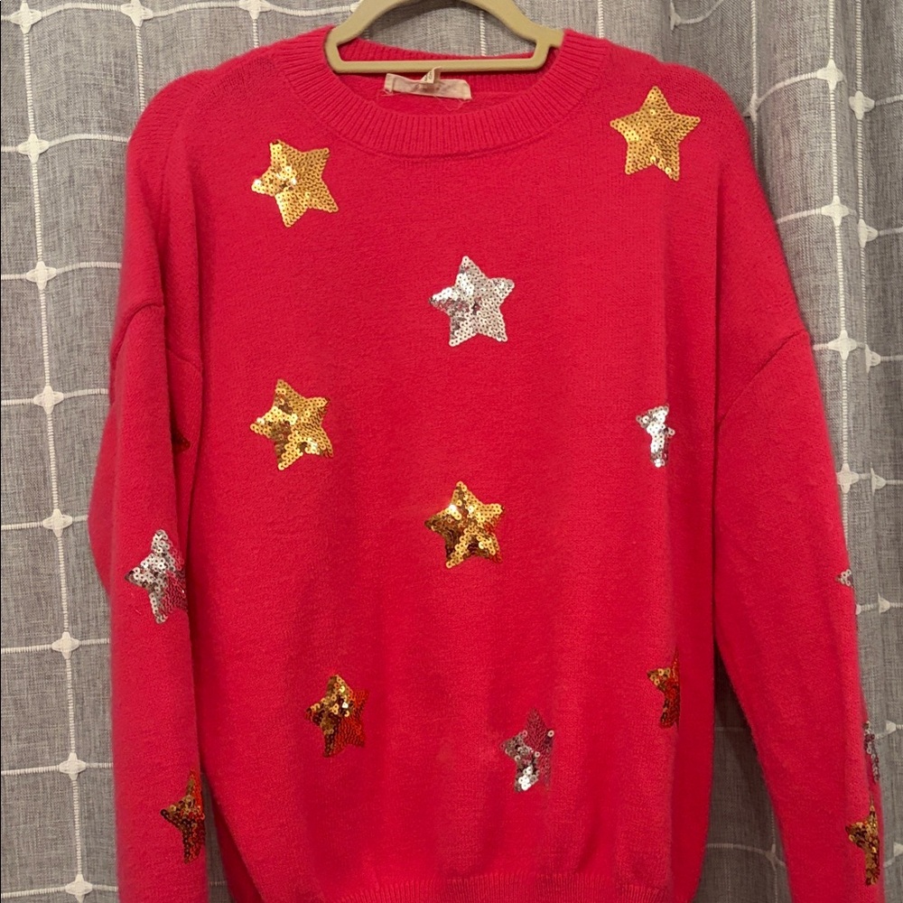 Pink Star Sequin Sweater Vine and Love large